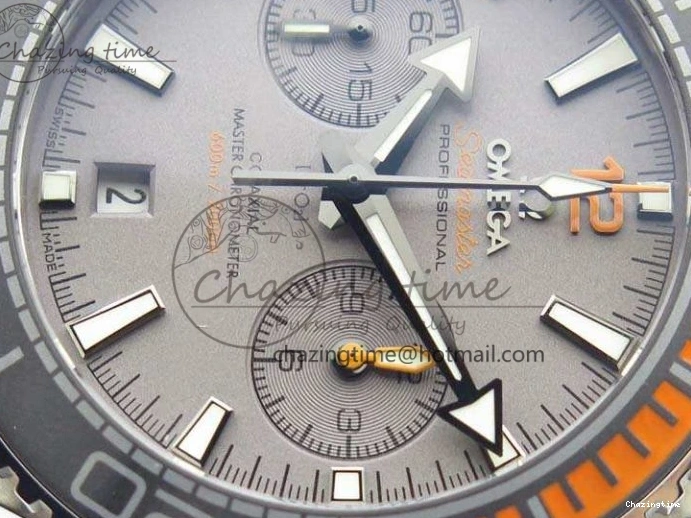 0218 Planet Ocean Master Chrono SS OM 1:1 Best Edition Gray Dial On SS Bracelet A9900 V Efficient 8116